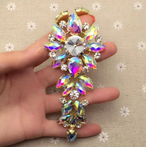 crystal ab 18,2x5,5 см кристалл аппликация из чистого горного хрусталя Flatback для свадебного платья украшение пришить горный хрусталь ремень вечернее платье обувь DIY - Цвет: crystal ab