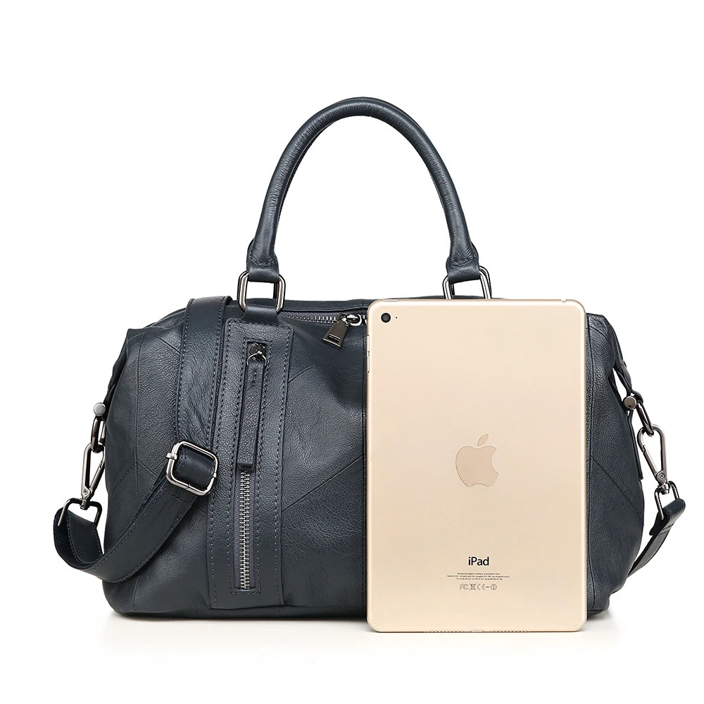 Женская сумка из натуральной кожи с двойной молнией Модный мессенджер на плечо