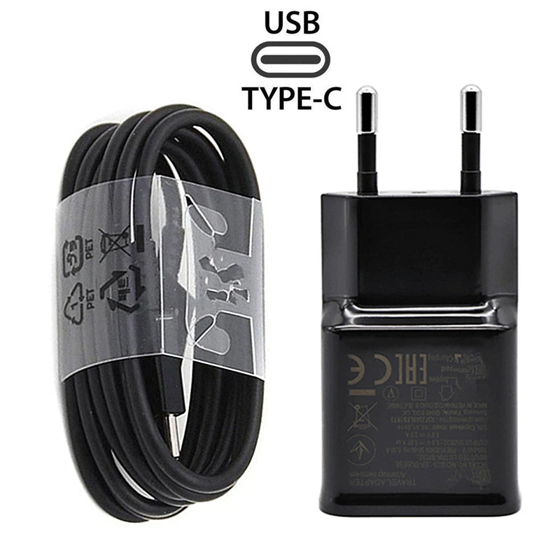 Дорожное зарядное устройство с разъемом и USB кабелем типа C для Samsung A5 2017 A40 A50 M20 M30