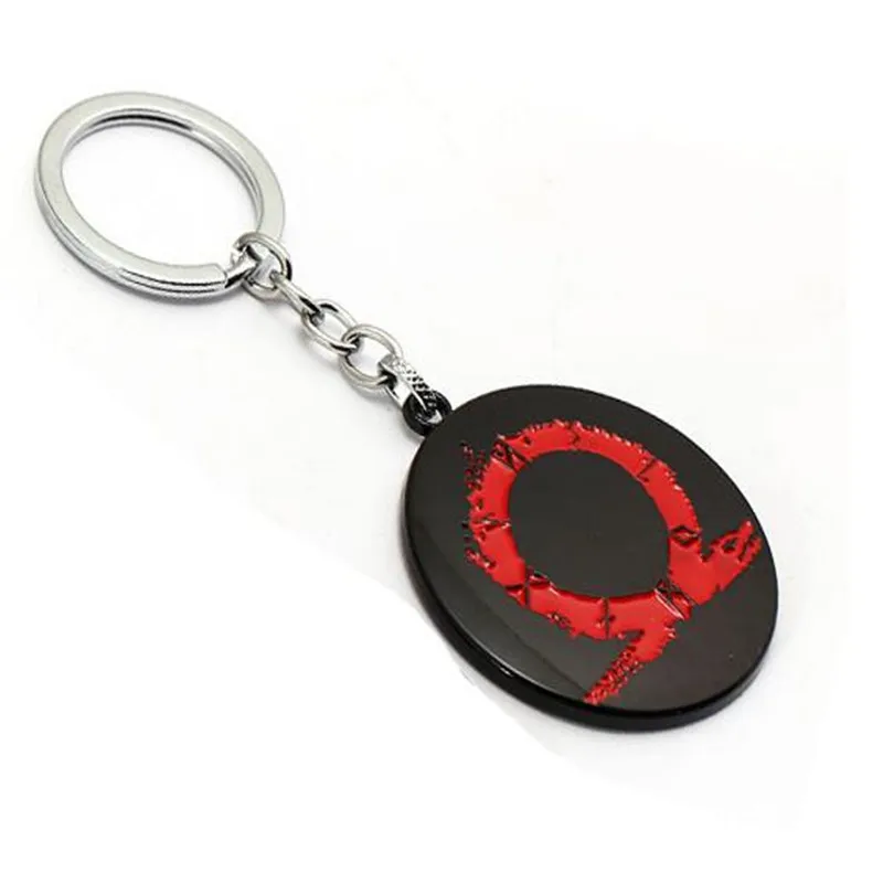black red god war HSIC Mixed God Of War 4 брелок для ключей Кратос топор меч Олимп Кратос Голова Череп оружие металлический брелок для мужчин llavero - Цвет: black red god war