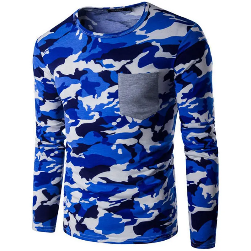 2017 карманная камуфляжная Мужская футболка хлопковая 4 цвета с круглым вырезом Homme