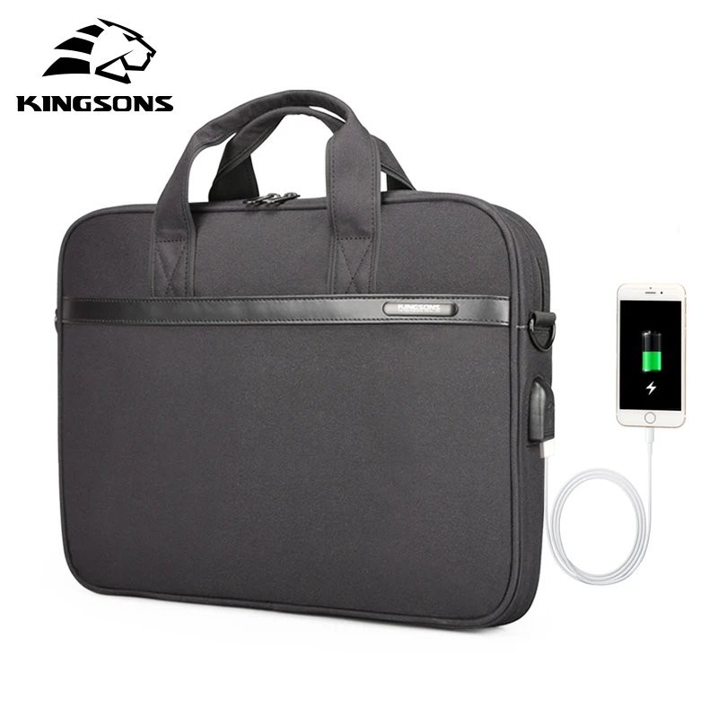 Черный KINGSONS 11 ''12'' 13 ''14'' 15 ''сумка для ноутбука, водонепроницаемая сумка для ноутбука, планшета, чехол, сумка через плечо для мужчин и женщин - Цвет: Черный