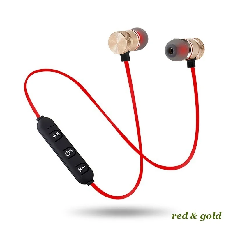 Red Gold GZ05 Bluetooth гарнитура беспроводная гарнитура стерео наушники спортивные магнитные наушники с микрофоном для всех мобильных телефонов - Цвет: Red Gold