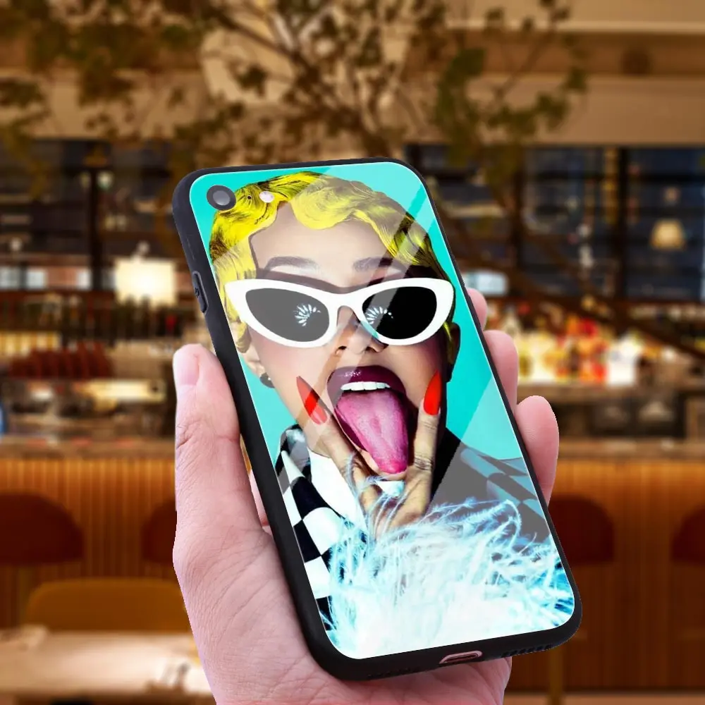 WEBBEDEPP Cardi B Rapper сексуальный чехол из закаленного стекла для телефона Apple iPhone Xr Xs Max X