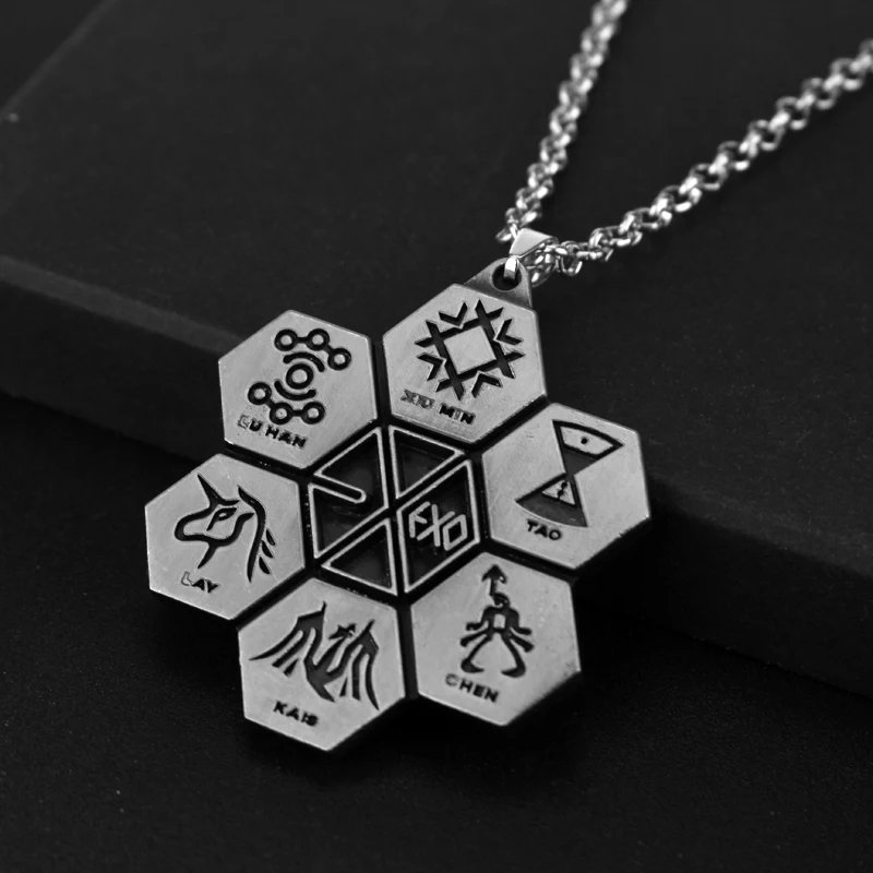 Солнечные корейские звезды модные кулоны EXO веер ожерелье для мальчиков и