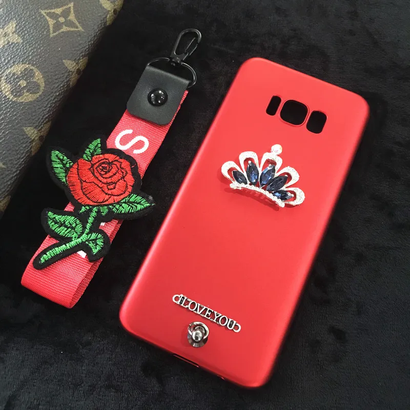 A8 A6 плюс 2018 Корона розовый ремешок веревка Чехол для Samsung Galaxy S8 S9 J3 J5 J7 A3 A5 A7 2016 2017 J4