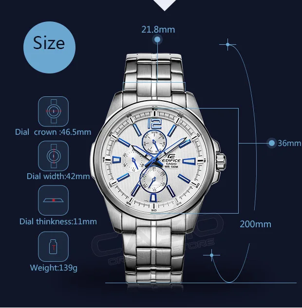 Casio Часы edifice бизнес часы мужские роскошные Брендовые Часы кварцевые наручные часы Relogio Masculino Авто Дата часы EF-343