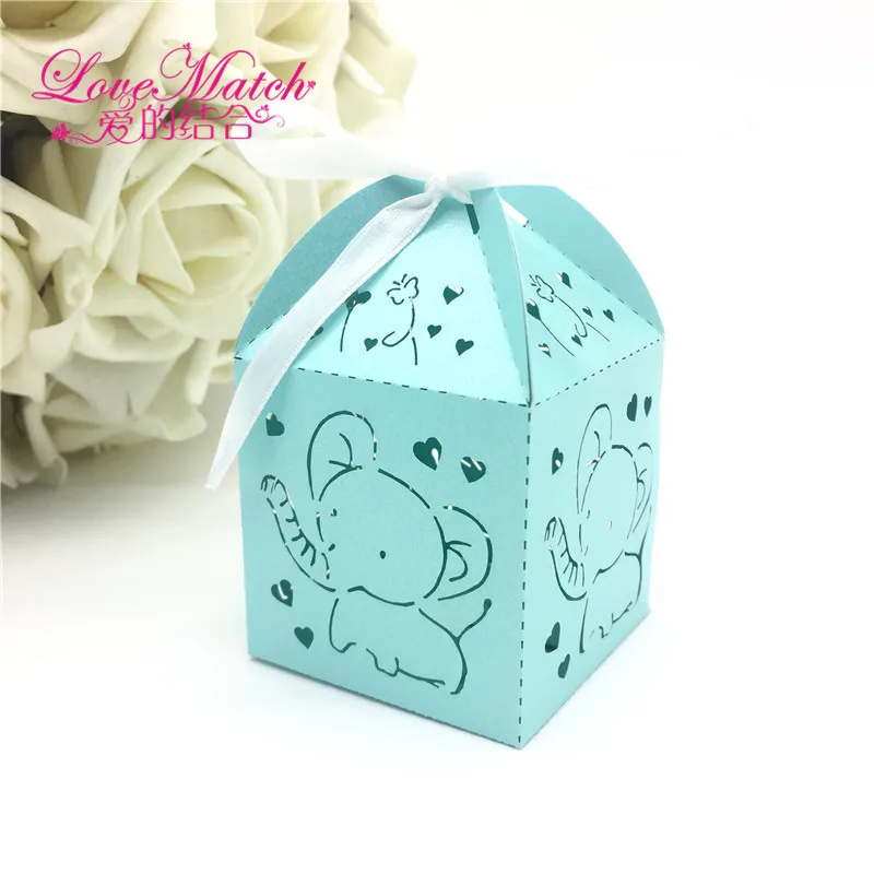 50 шт Baby Shower Подарочная коробка на день рождения вечерние приспособления для декора вечеринки украшения свадебные коробка шоколадных конфет гостей С Рисунком Слона