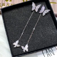 xiyanike silver color butterfly crystal earrings for women dazzling micro cz zircon earring christmas gift bijoux schmuck