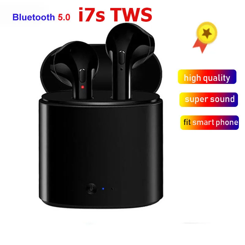 I7s TWS Bluetooth гарнитуры мини беспроводные наушники Bluetooth наушники зарядная коробка для iPhone XiaoMi redmi pk i9s i10 i12 tws - Цвет: Черный