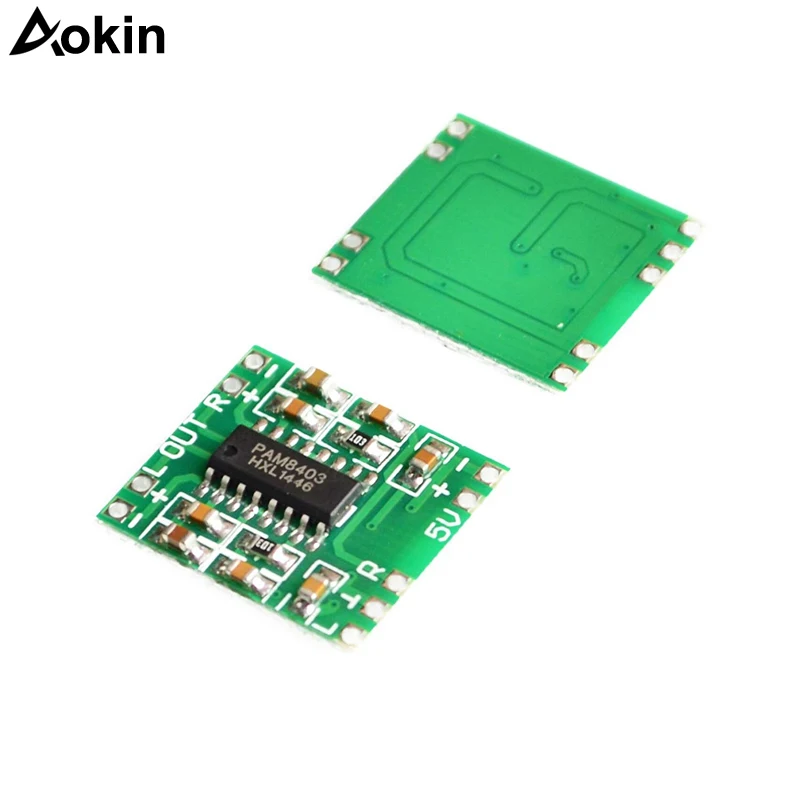 

Aokin 1pcs PAM8403 Super Mini Digital Amplifier Board 2 * 3W Class D Digital 2.5V To 5V Power Amplifier Board Efficient