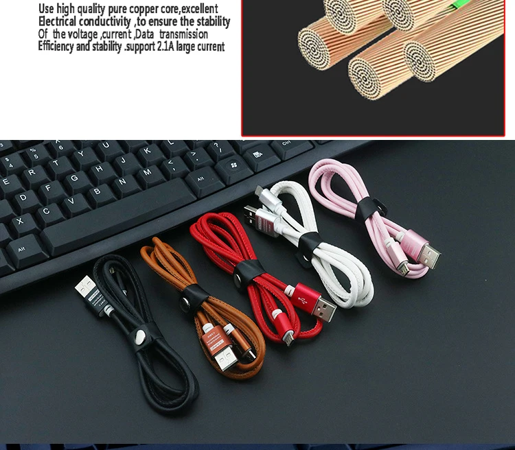 1 м кожаный сплав Micro USB кабель для устройства Andriod для iPh 7 6s Быстрая зарядка и синхронизация кабель для передачи данных для huawei 2.0A