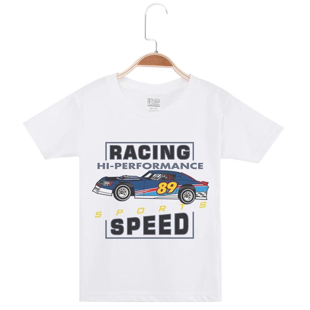 

Limited Time Discount Boys Basic White Tee Shirts Boy Tshirt Hipster Cotton Half Sleeve Brand T-Shirt Racing Car Print Kids Tees