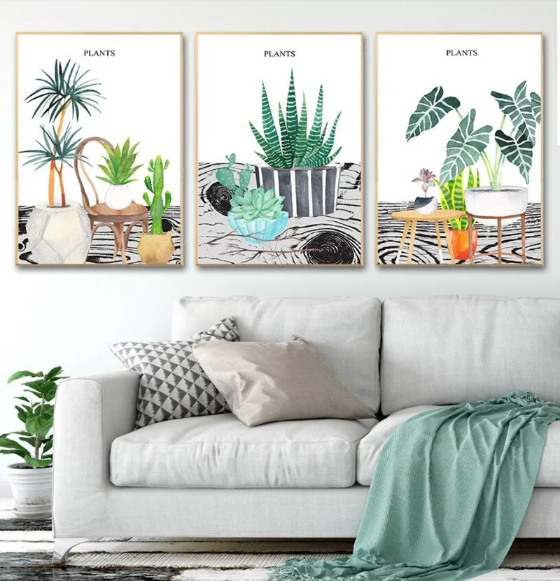 

Nordic Posters and Prints Living Room Decoration Painting Minimalist Plant Canvas Prints No Frame Modular Home Art Wall Pictures