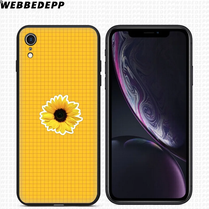 WEBBEDEPP желтый мягкий силиконовый чехол с подсолнухом для iPhone 11 Pro Xr Xs Max X или 10 8 7 6 6S
