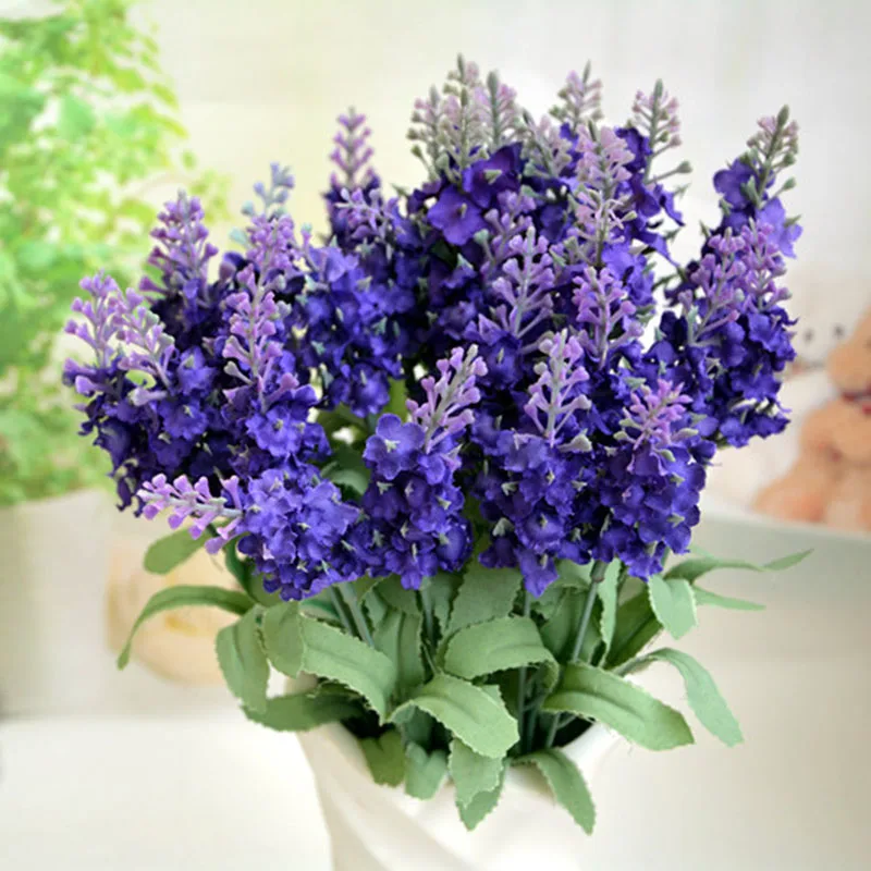 Dark Purple 10 шт. 35 см украшение Романтический Прованс цветок лаванды шелковые искусственные цветы зерно декоративная Имитация водных растений - Цвет: Dark Purple