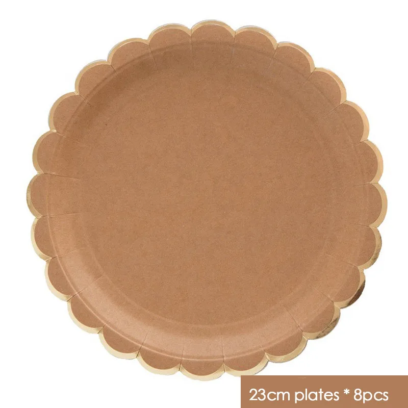 8pcs Birthday Party Decoration Disposable Tableware Kraft Paper Supplies Plates Cups Napkins for Festival Carnival | Дом и сад
