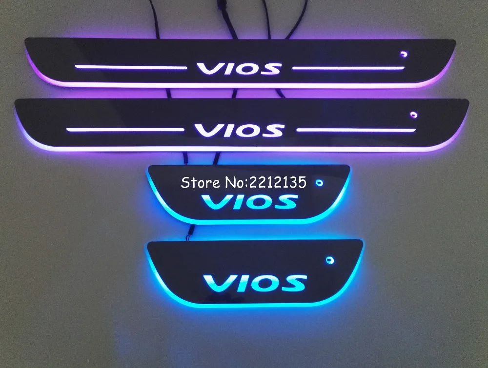 Бесплатная доставка 7 цветов светодиодный порога пластина для TOYOTA VIOS 2008 2013