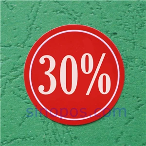 30 percent Клейкая Дисконтная этикетка круглая 3 см, лента для одежды% скидка распродажа наклейка в горошек одежда брюки одежда сумка рекламная бирка - Цвет: 30 percent