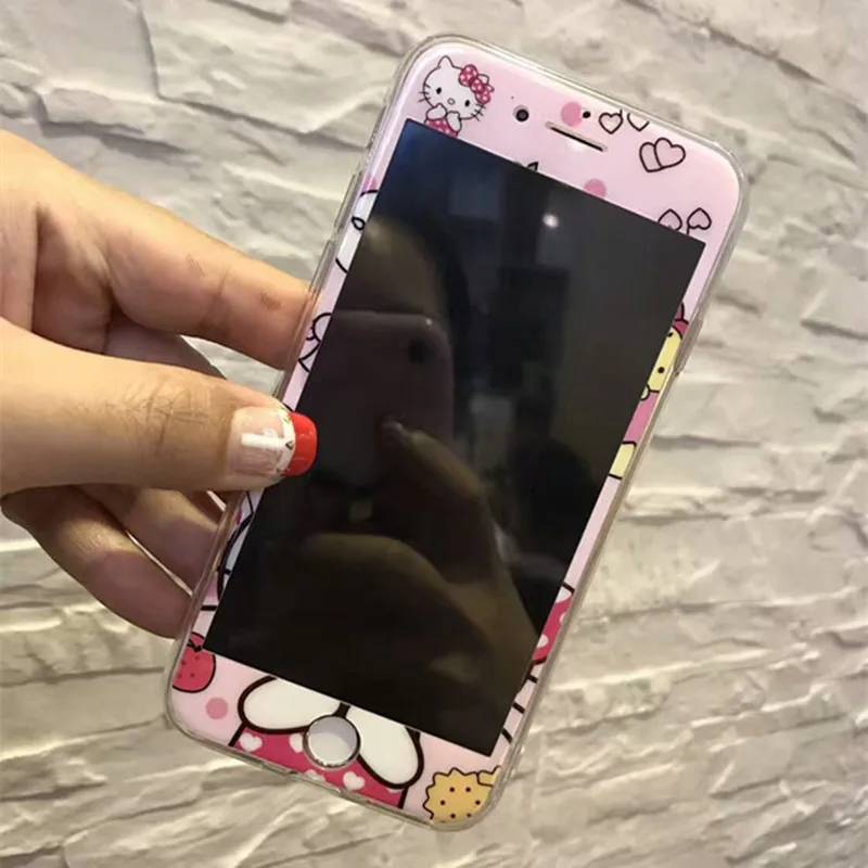Мягкий чехол для телефона из ТПУ с героями мультфильмов Hello Kitty и 3d-пленка