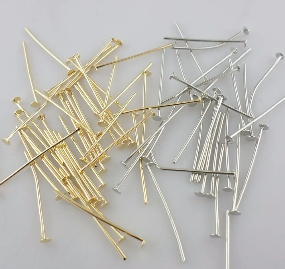 

Wholesale 2000pcs Gilded/Dark Silver Earring Flat Head Pins Crafts Jewelry Findings 28mm