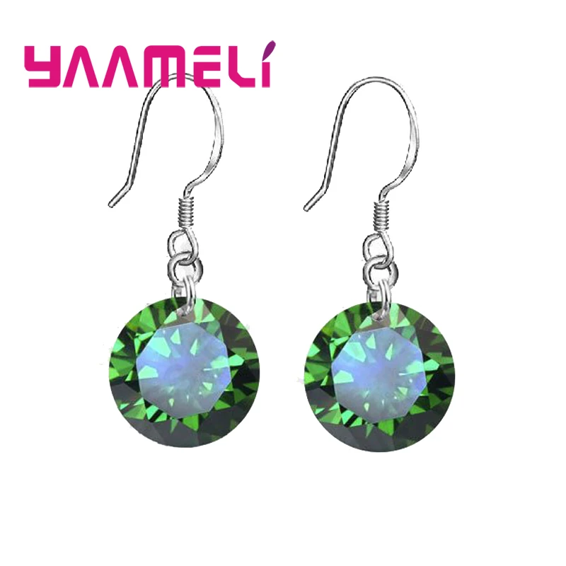 

Promotions Cheap Sale!925 Serling Silver 10mm CZ Crystal Fashion Woman Girl Candy Simple Drop Earrings 6 Colors Gift