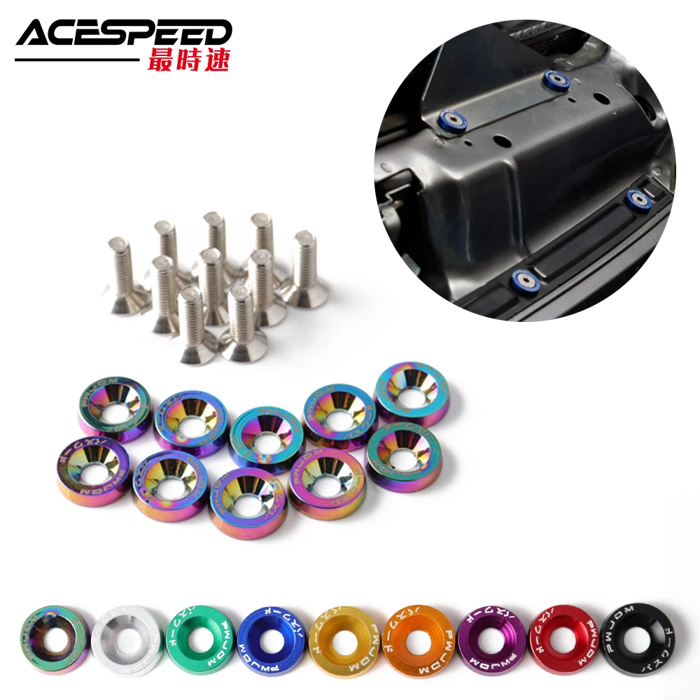 Алюминиевые гайки для крыльев PWJDM болты шайба номерного знака M6x20 10 шт./упак.|Гайки