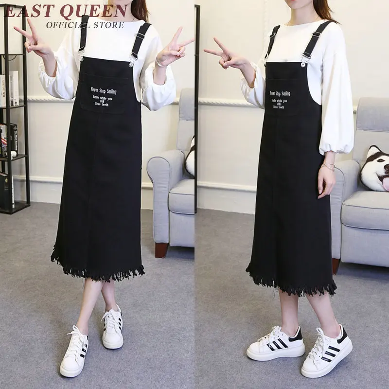 Женский джинсовый сарафан с карманами длинное летнее платье черного цвета в