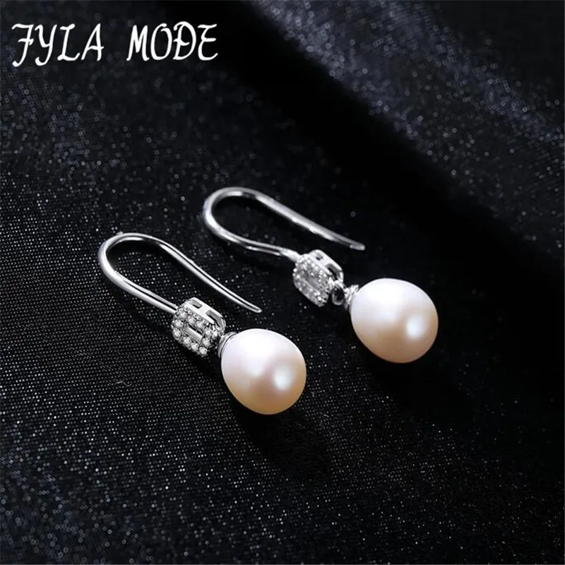 2017 новая мода подлинные пресноводные 8-9 мм рисовые жемчужные серьги для женщин 925