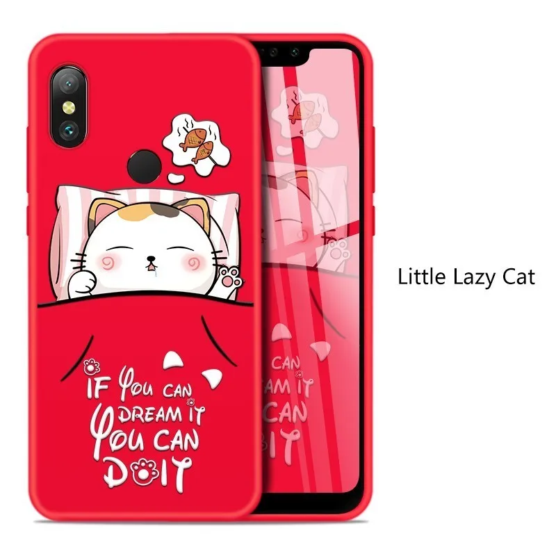 Lazy Cat Силиконовый чехол для Xiao mi Red mi Note 6 Pro, милый Полный Чехол для Xiao mi Red mi Note 5 7 6A mi A2 Lite, противоударный бампер, чехол - Цвет: Lazy Cat