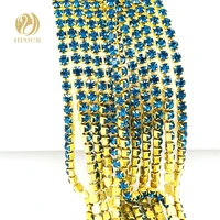 2mm2 5mm2 8mm3 0mm4 0mm 5yardpack high quality gold bottom peacock blue rhinestone chain diy accessories