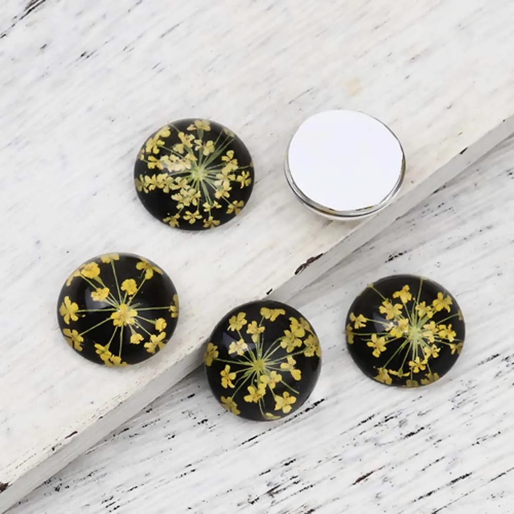 3 шт Стекло сушеный цветок купольное уплотнение Кабошон Круглый Flatback