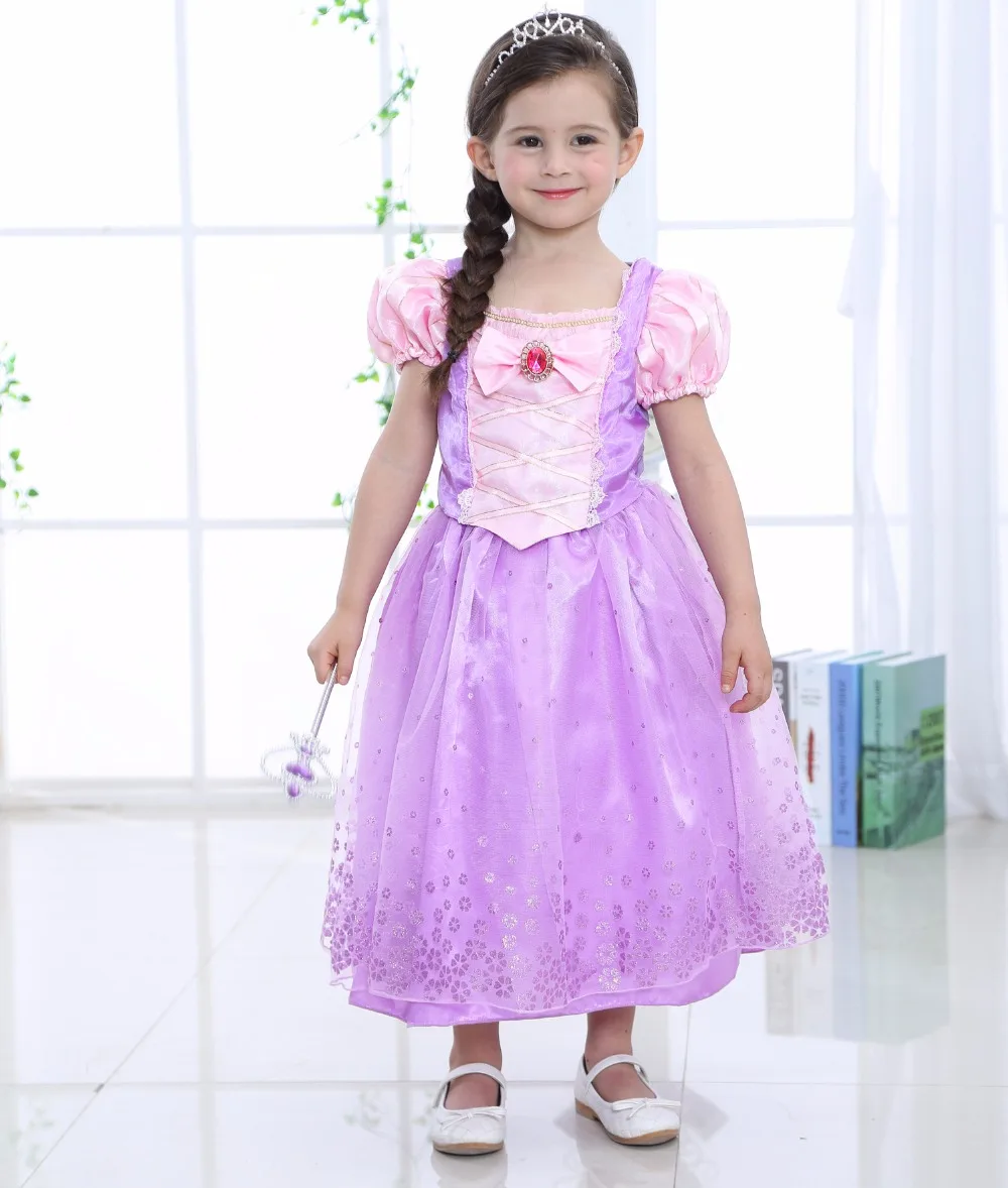 Детский карнавальный костюм принцессы с длинными волосами Платье Нарядное