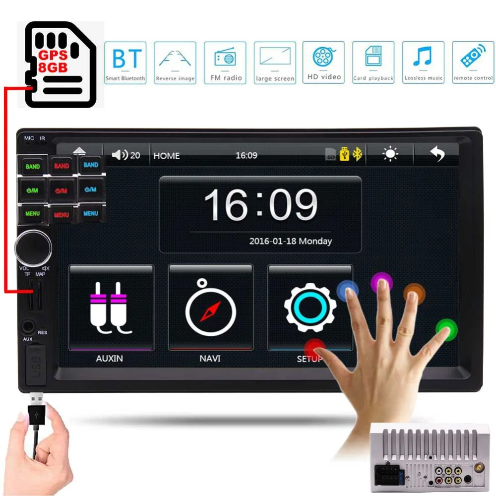 Автомобильный fm радио приемник с USB/SD MP4/MP5 видео плеер Поддержка камеры заднего