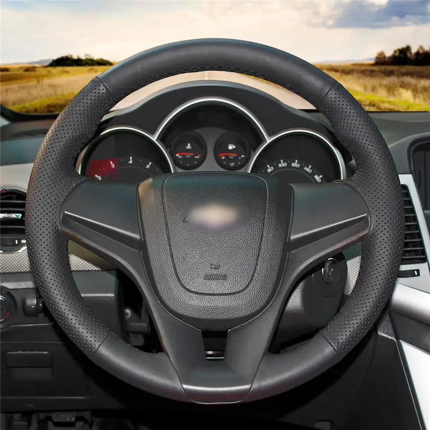 MEWANT черный замшевый черный кожаный чехол рулевого колеса автомобиля для Chevrolet Cruze 2009- Aveo 2011- Orlando 2010- Holden - Название цвета: Style-05