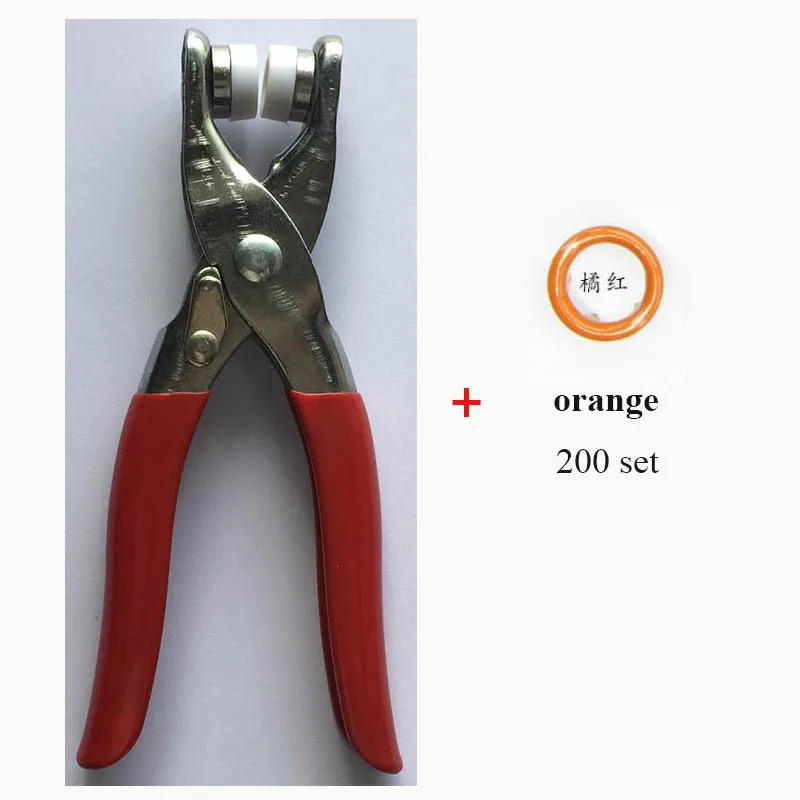 plier and 200 orange Простой в использовании инструмент плоскогубцы высокое качество латунь 9,5 мм зубчатая Кнопка 200 набор 20 цветов крепеж пресс-шпильки попперы пряжки - Цвет: plier and 200 orange