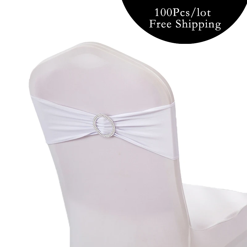 100PC/Lot Wedding Decoration Spandex lycra Chair Bands with Plastic Buckle Elastic chair sashes Bows for wedding banquet party | Дом и сад