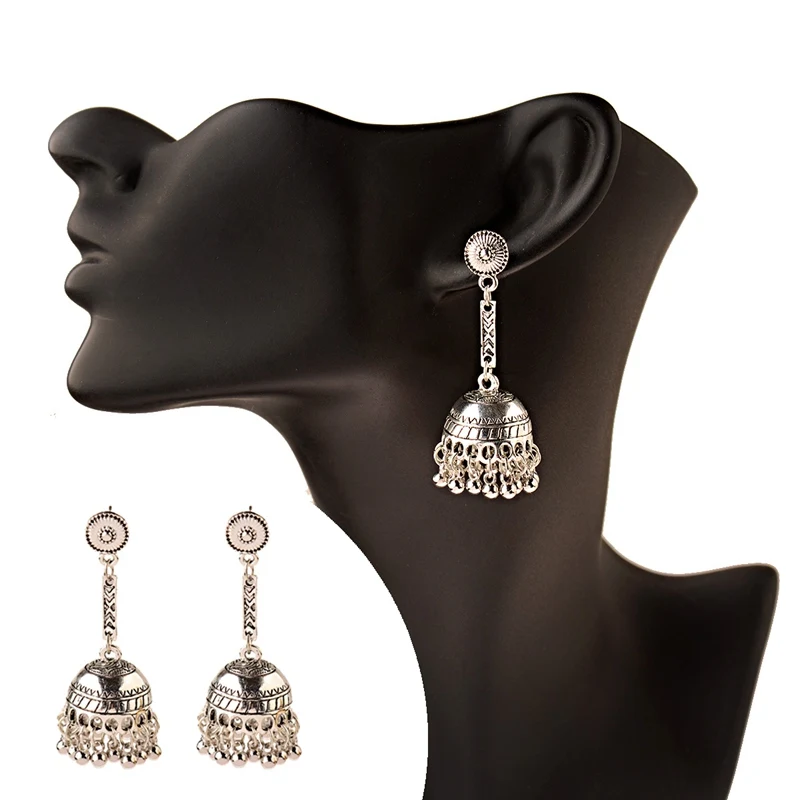 TopHanqi афганских Индии Jhumka ювелирные изделия в богемном стиле этнические большие