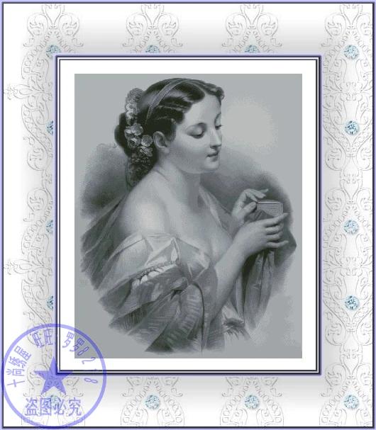 

Top Quality premium nostalgic counted cross stitch kit classical dressed lady beauty girl