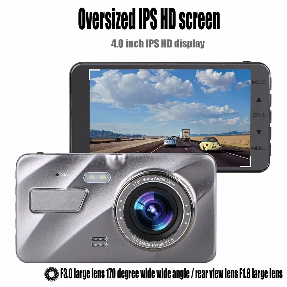 Новый видеорегистратор с двойным объективом для автомобиля Full HD 1080 P 4 "ips