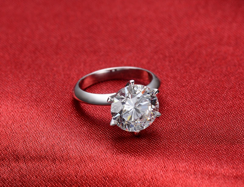 Потрясающие шесть зубцов кольцо с бриллиантом 5Ct круглое для помолвки подлинное