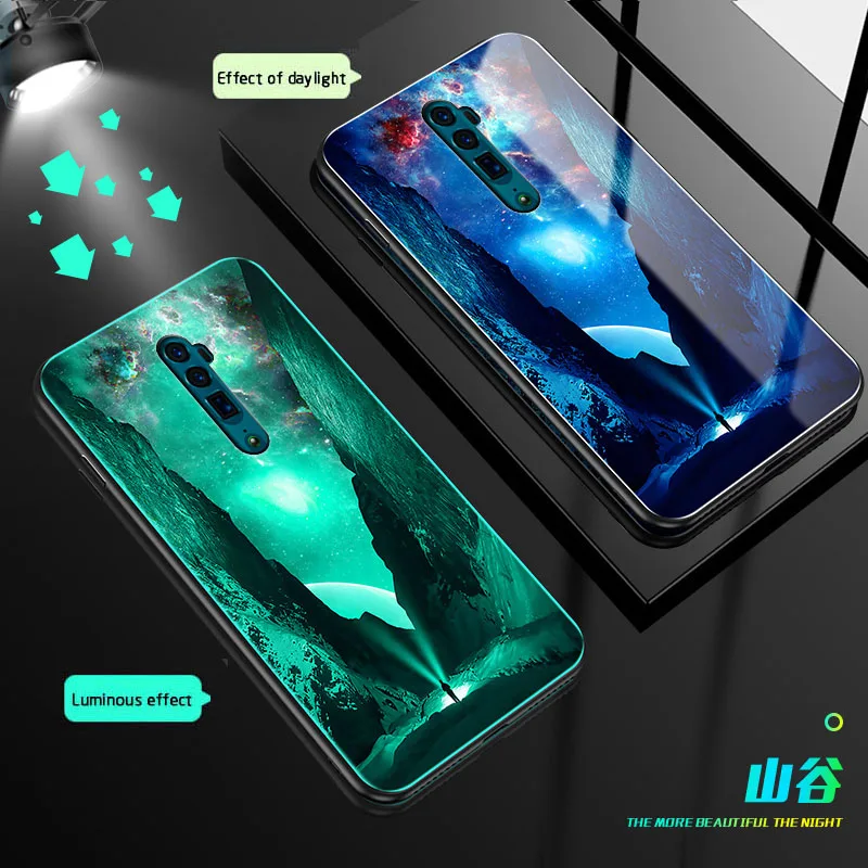 4 Чехол в виде светящегося стекла для OPPO Reno 10x Zoom Reno Z закаленное стекло задняя крышка для OPPO A9 A9X F11 R19 ночной блеск чехол для телефона Coque - Цвет: 4
