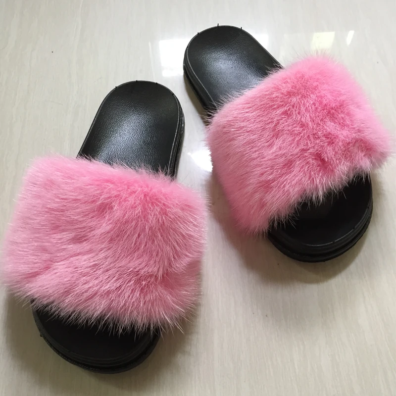 Женские меховые шлепанцы роскошные сандалии ручной работы из меха норки удобные