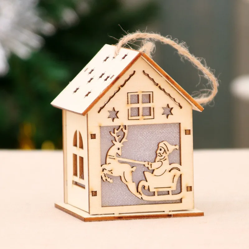 7x7x9cm A Hoomall деревянный светодиодный светильник, светящийся деревянный дом, Настольная Рождественская елка, Звездные украшения, рождественские украшения для дома, Navidad - Цвет: 7x7x9cm A