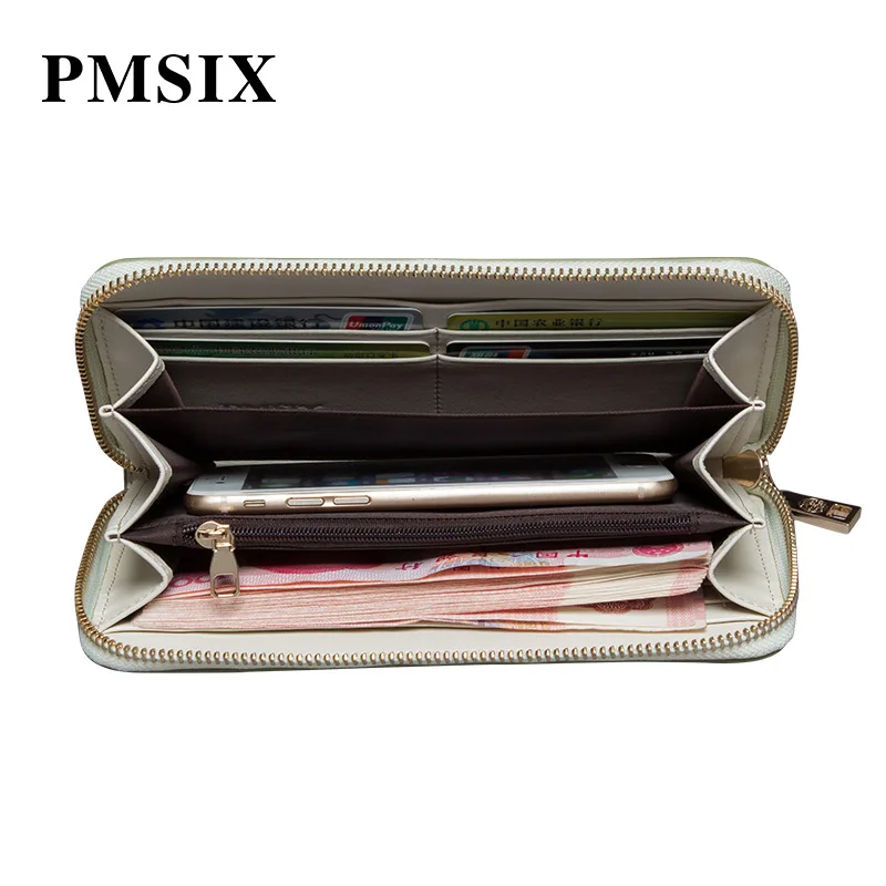 PMSIX Модный женский кошелек с принтом и длинной молнией Женский на ремешке