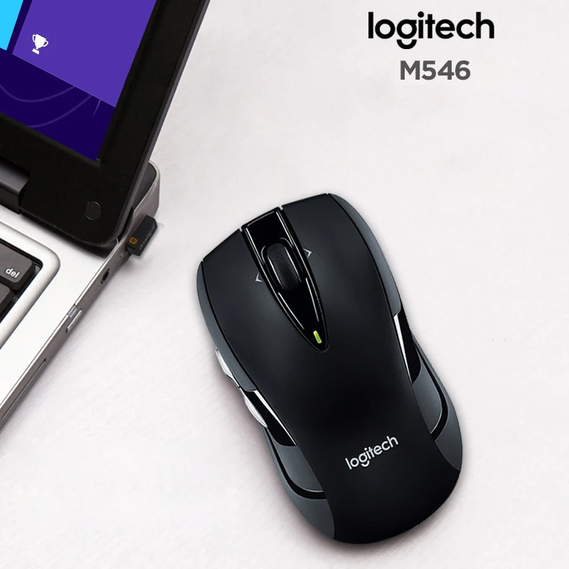 

Logitech M546 Wireless Mouse Gaming Genuine Unifying Receiver Gamer Mice Optical 1000dpi Tracking Ergonomic Computer Mouse