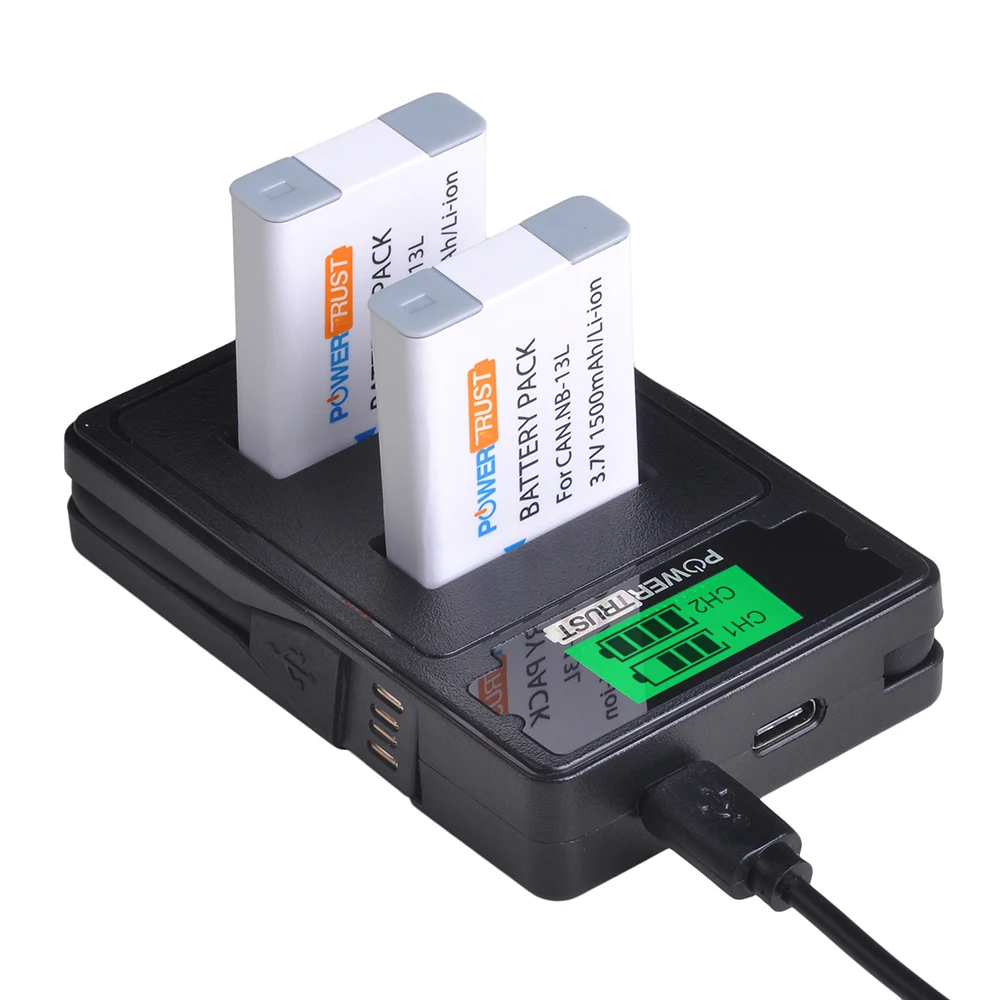 Аккумулятор NB 13L NB13L + двойное зарядное устройство USB с ЖК дисплеем и портом Type C для