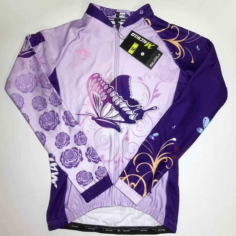 Malciklo Winter Cycling Jacket Women Purple Long Sleeve Jersey Outdoor MTB Bike Clothing Bicycle Ropa Ciclismo Mujer | Спорт и