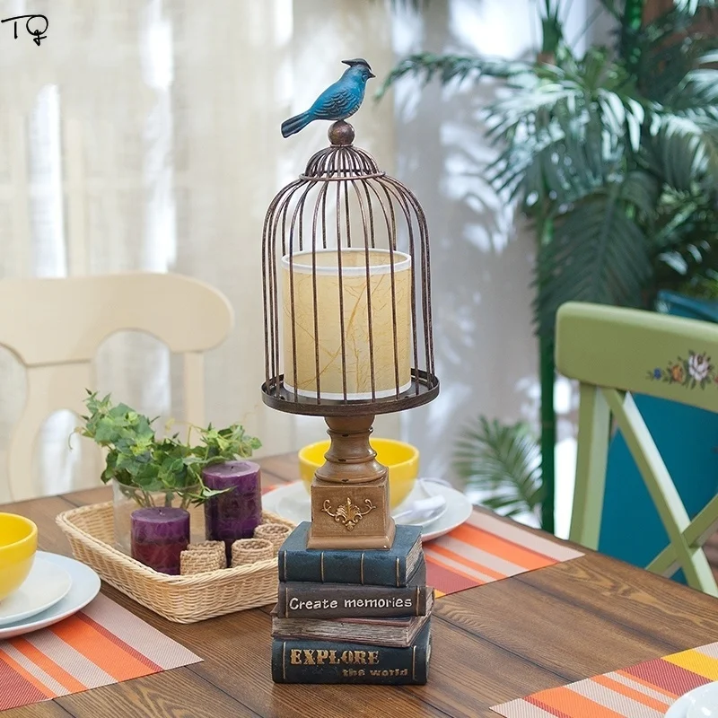 Ретро птица клетка лампа настольные декоративные фонари Led американский кантри