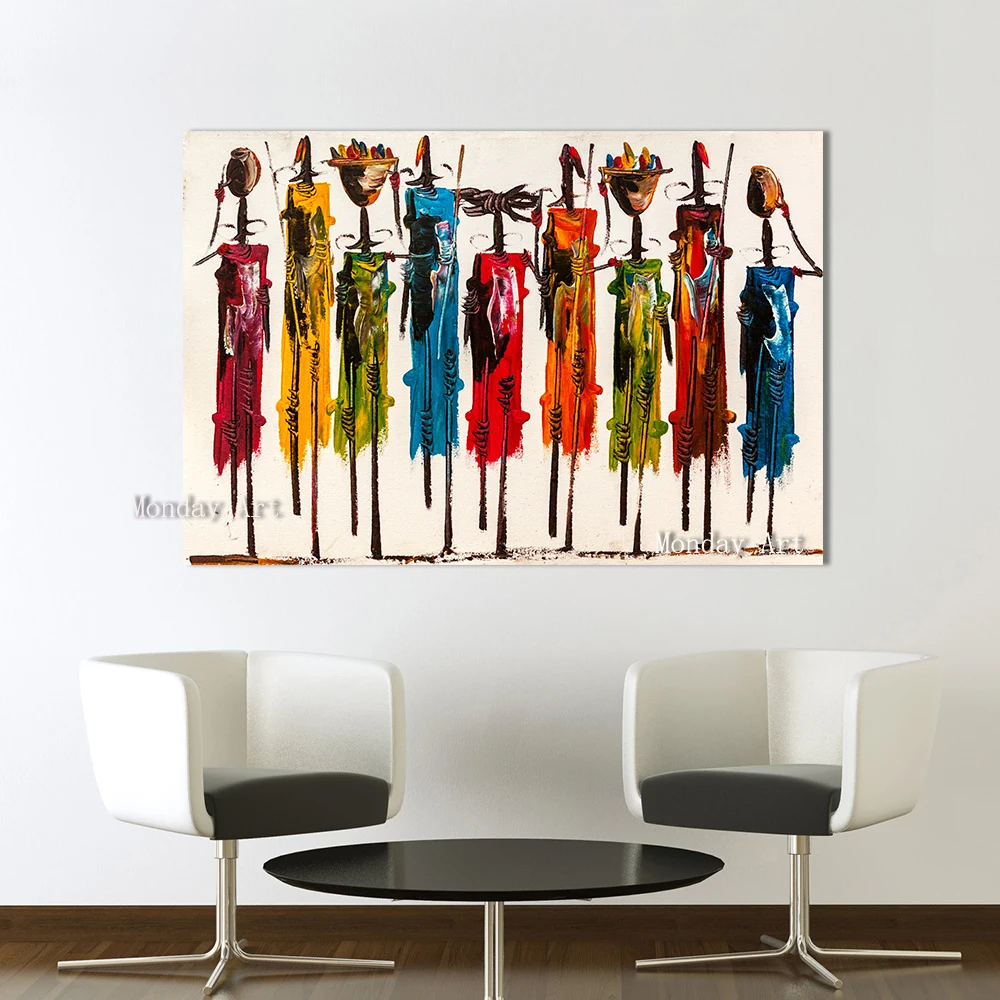 

best wall art Modern Home Decor Modular Pictures handpainted Figure Painting Africans Abstract Canvas Oil Painting Living Room